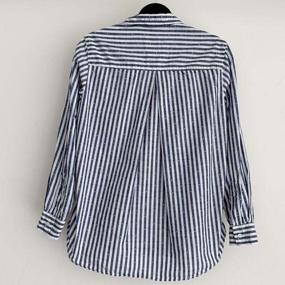 Grayson Frank & Eileen Shirt XS Blue Stripe The Hero Button Up Cotton Career - Picture 4 of 12